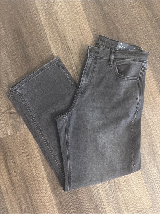 American Eagle Outfitters Denim - American Eagle Outfitters Washed Black Straight-Leg Jeans with Side Stud Trim